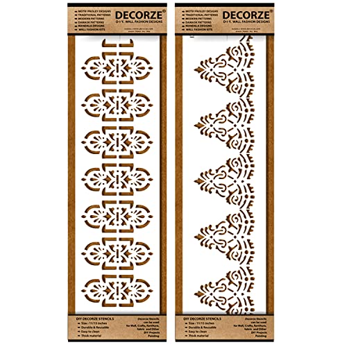 DECORZE Border Stencils for DIY Home Decor | Floral, Pattern & Wall Border Stencils for Painting Furniture & Art Projects DB-53-54 - Image 4