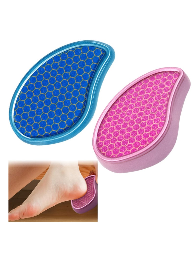 2 Pcs Nano Glass Foot Callus & Hair Remover - Wet & Dry Hard Skin Scraper for Effective Foot Care (Pink & Blue) - Image 1