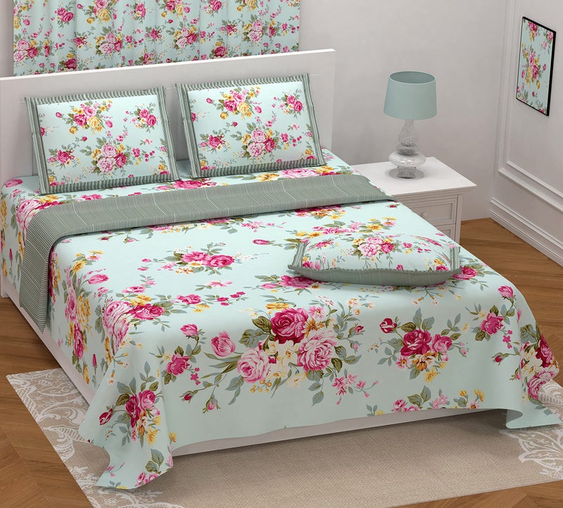 PURE COMFORT 210TC Twill Cotton Supreme Quality Super King Size Double Bedsheet with 2 Pillow Covers - Image 1