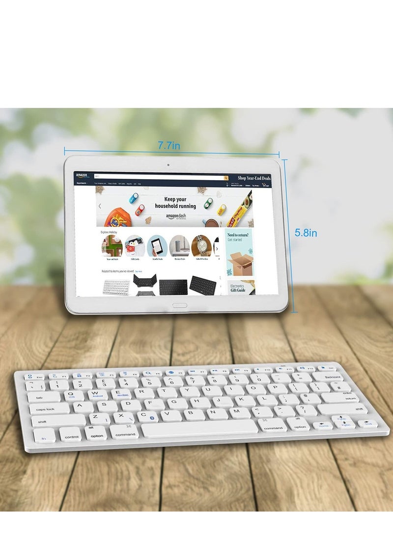 واي آند دي لوحه مفاتيح بلوتوث ، لاسلكيه مسطحه متوافقه مع نظام التشغيل Windows/Android/iOS لجهاز البلوتوث iPad/iPad Pro/iPad Air/iPad Mini سامسونج iPhone ابيض - Image 3