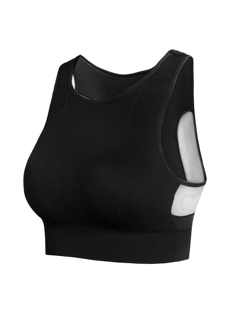 AROAQ Full Coverage Longline Sports Bra, Shockproof Fitness Yoga Running Sports Bra,  Seamless Quick-drying Medium Impact Push Up Tank Top For Yoga Gym Workout, (Size 2XL, Black) - Image 1