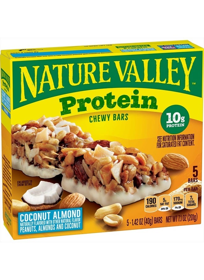 Nature Valley Chewy Granola Bar, Protein, Coconut Almond, 5 Bars, 7.1 OZ  - Image 1