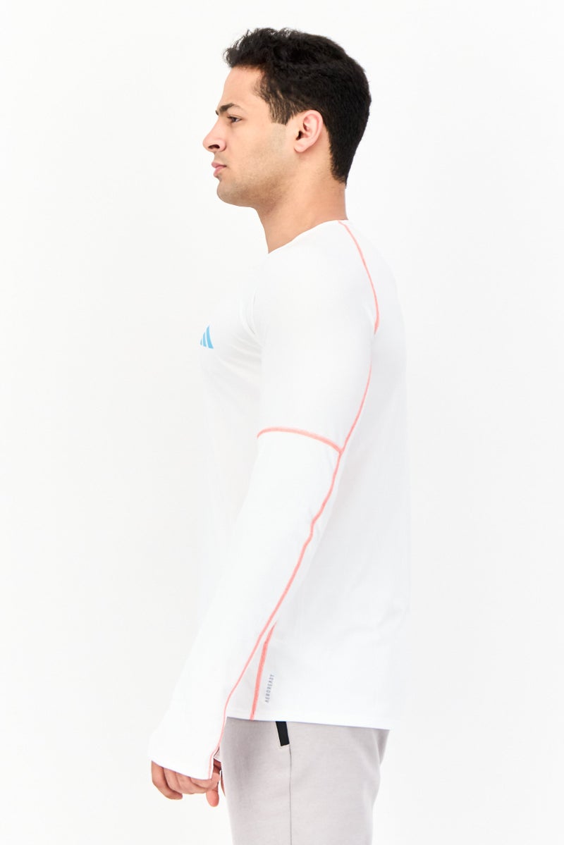 Adidas Men Sportswear Fit Long Sleeve Training T-Shirt, White  - Image 2