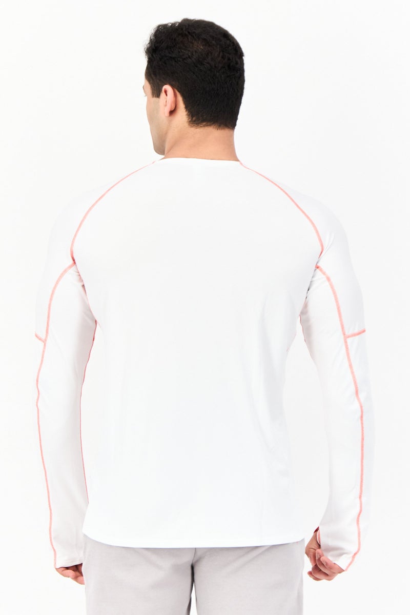 Adidas Men Sportswear Fit Long Sleeve Training T-Shirt, White  - Image 3