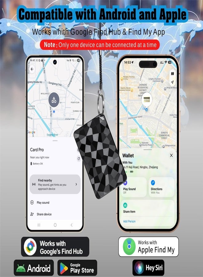 Reyke متتبع ريك سليم، جهاز ذكي متوافق مع iOS Find My و Google Find Hub، جهاز تحديد موقع قابل لإعادة الشحن لعلامات الأمتعة، الهواتف المحمولة وجوازات السفر - Image 3