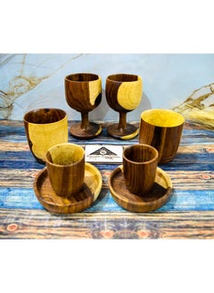 Egypt Antiques A set consisting of 6 pieces, two cups + two mugs + two healthy cups, 100% natural colors, from Egypt Antiques  - Image 1