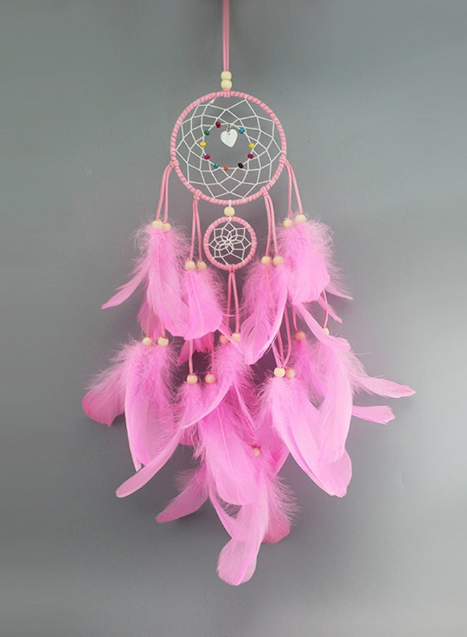 NIBEMINENT Feather Dream Catcher Portable Handmade Wall Hanging Pink 50grams