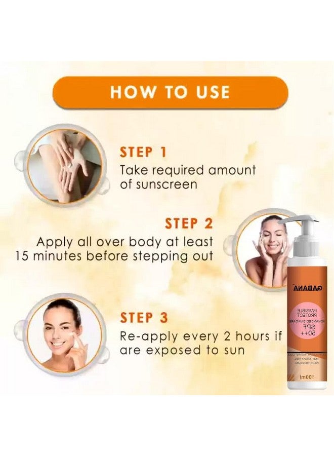 GABANA Sunscreen Fairness Lotion SPF 50++ for Dry and Oily Skin (Pack of 4, 100 ml)|sunscreen lotion for Face and Body Lotion for Men and Women Sunscreen Cream for Dry Skin and Oily Skin Tan Free Skin - Image 3