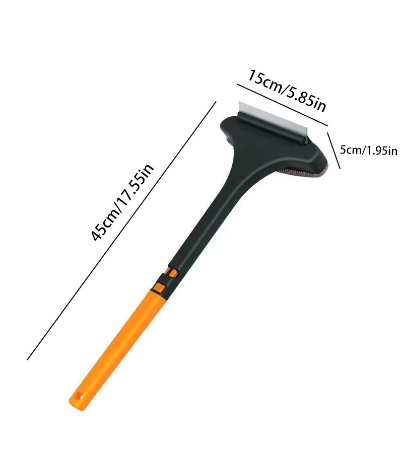 2 In 1 Double Sided Window Screen Cleaning Brush With Scraper And Long Handle Yellow Handle Dry And Wet Glass Cleaner For Home Car And Hotel Use Multifunctional Household Cleaning Tool - Image 2