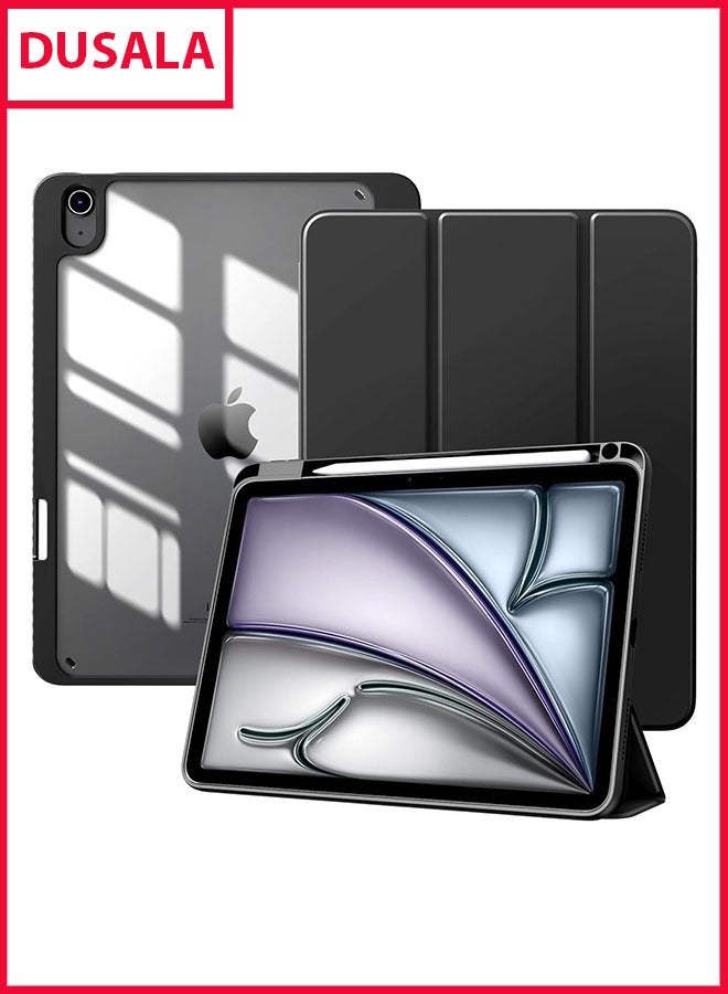 DUSALA Case for iPad Air 11 Inch (M3/M2-2025/2024) with Pencil Holder, iPad Air 5th/4th Generation Case (2022/2020) 10.9 Inch, Slim Protective Cover with Clear Back, Auto Wake/Sleep, (Black) - Image 1