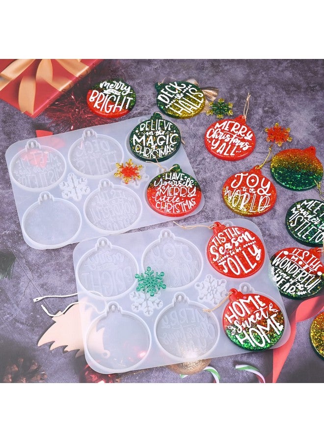 Sakolla Christmas Resin Molds 2 Pack Christmas Silicone Molds Ornaments Resin Molds Round Shape Lettered Pendant For Epoxy Resin Casting Diy Jewelry Keychain Snowflakes Crafts - Image 4