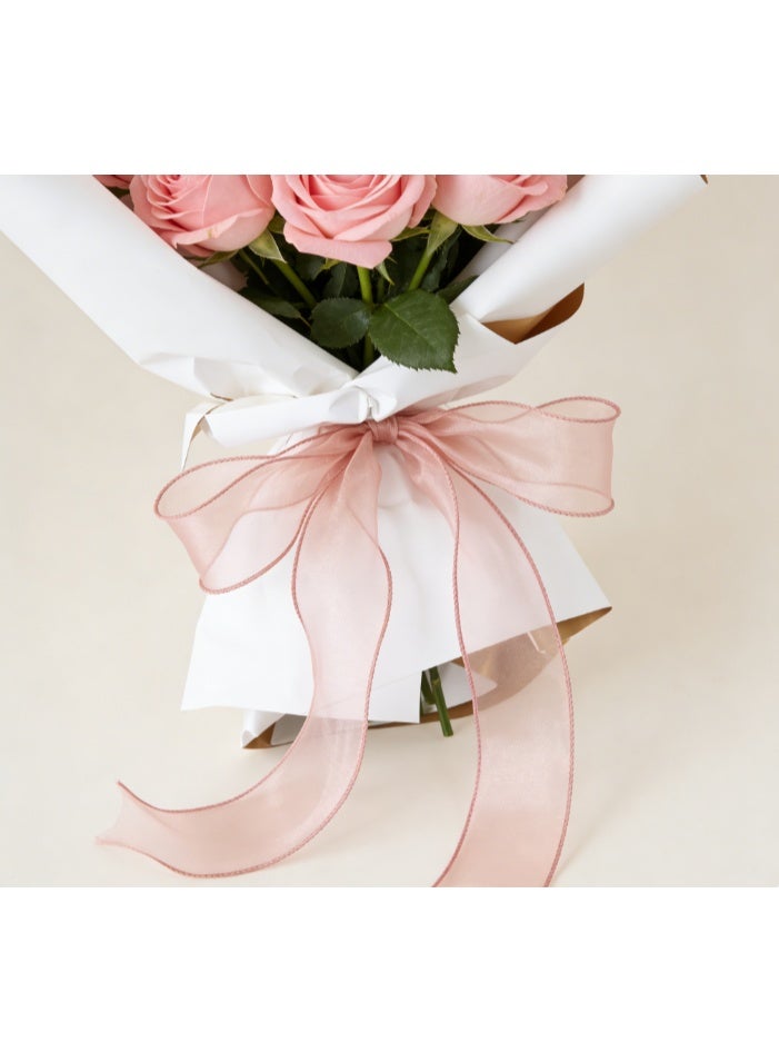Hirospace 5 PCS Cake Flower Ribbon Tie, 1.57inch x 10yds (50 Yards Total) Satin Floating Color Fishtail Yarn Woven Ribbon for DIY Headband, Gift Box, Wedding Party & Room Decoration - Image 2
