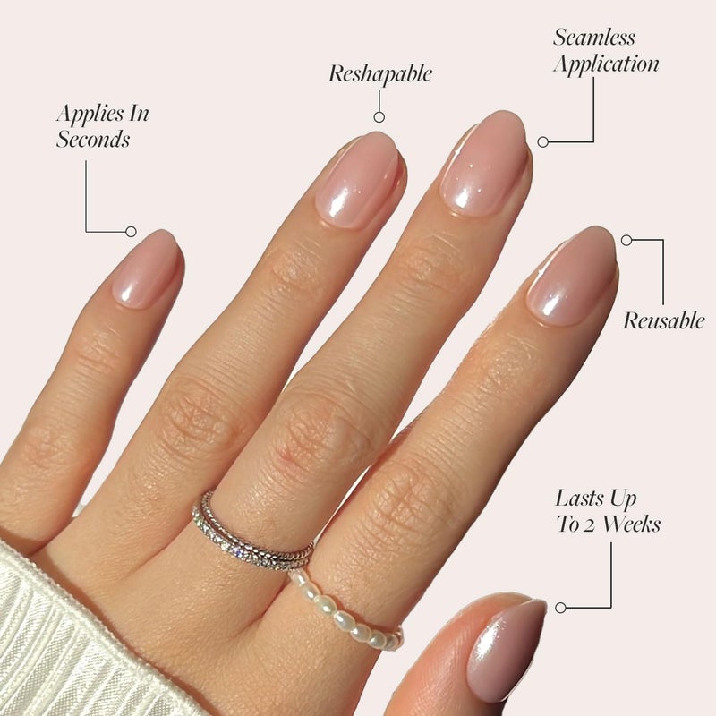 Glamnetic Press On Nails - Pinch Me | Short Oval Fake Nails, Blush Pink with a Glossy, Glazed Finish, Salon Quality | 15 Sizes - 30 Nail Kit with Glue - Image 3