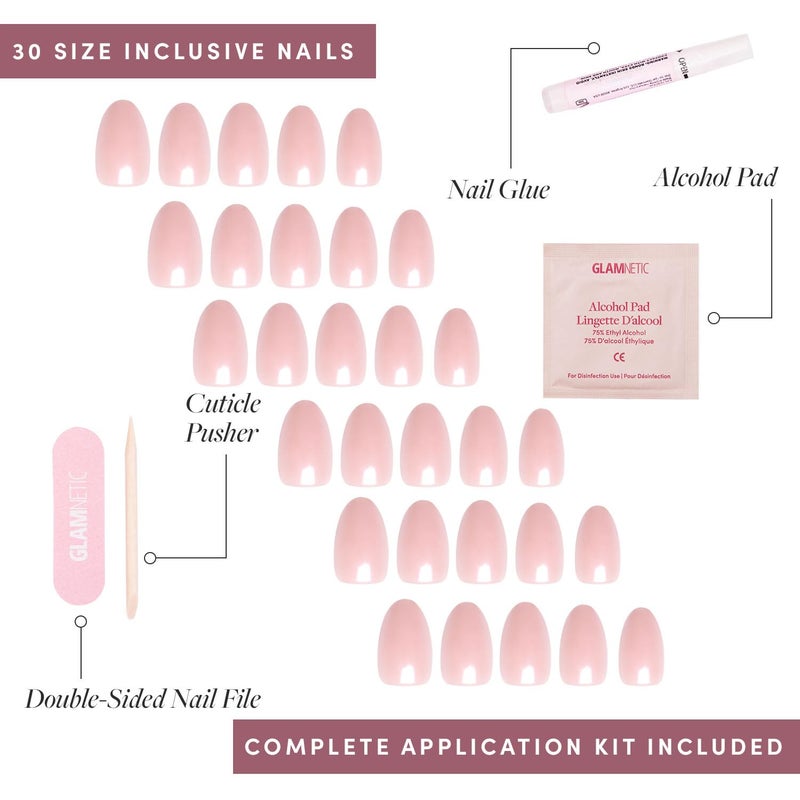 Glamnetic Press On Nails - Pinch Me | Short Oval Fake Nails, Blush Pink with a Glossy, Glazed Finish, Salon Quality | 15 Sizes - 30 Nail Kit with Glue - Image 4