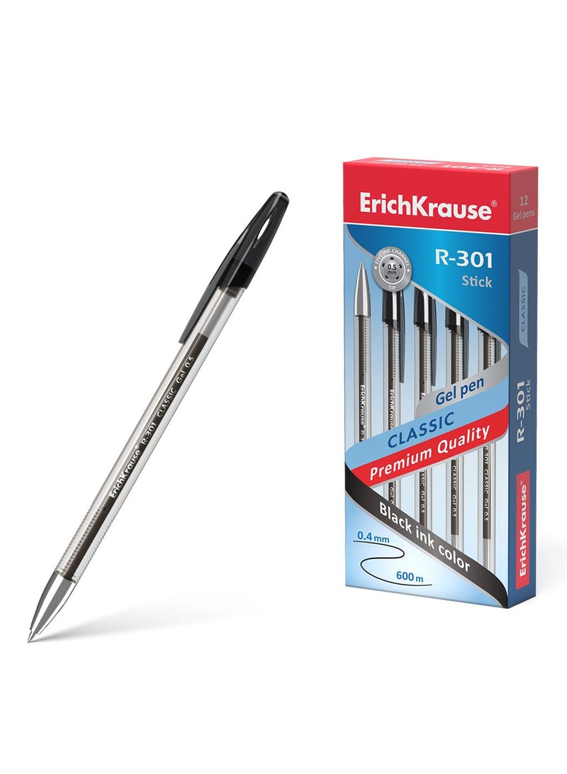 ErichKrause Gel ink pen R-301 Gel Stick Classic 0.5, ink color: black (box 12 pcs.) - Image 1