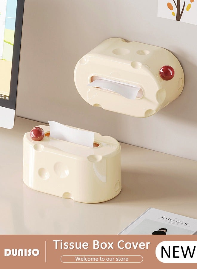 DUNISO Rectangular Tissue Box Cover with Built-in Spring Paper Tray, Modern Tissue Box, Decorative Paper Box, Napkin Holder, Tissue Box Dispenser Box for Facial Tissue, Napkins, Dryer Sheets, Facial Tissue Holder for Bathroom, Countertop, Kitchen, Bedroom Dresser and Office Room - Image 1