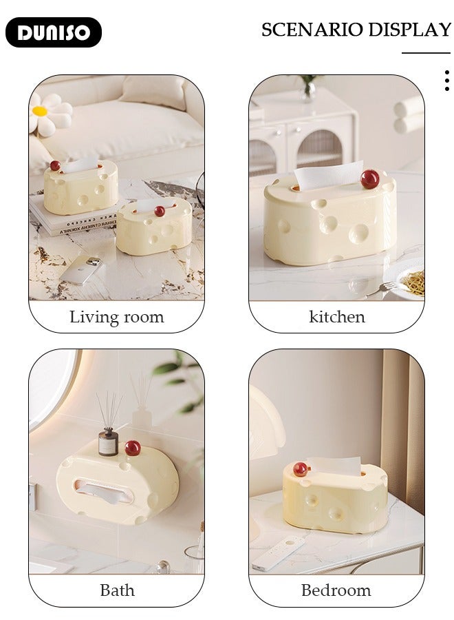 DUNISO Rectangular Tissue Box Cover with Built-in Spring Paper Tray, Modern Tissue Box, Decorative Paper Box, Napkin Holder, Tissue Box Dispenser Box for Facial Tissue, Napkins, Dryer Sheets, Facial Tissue Holder for Bathroom, Countertop, Kitchen, Bedroom Dresser and Office Room - Image 3