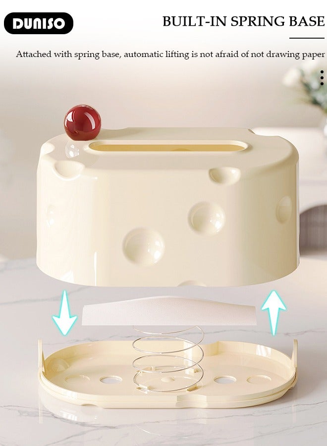 DUNISO Rectangular Tissue Box Cover with Built-in Spring Paper Tray, Modern Tissue Box, Decorative Paper Box, Napkin Holder, Tissue Box Dispenser Box for Facial Tissue, Napkins, Dryer Sheets, Facial Tissue Holder for Bathroom, Countertop, Kitchen, Bedroom Dresser and Office Room - Image 2