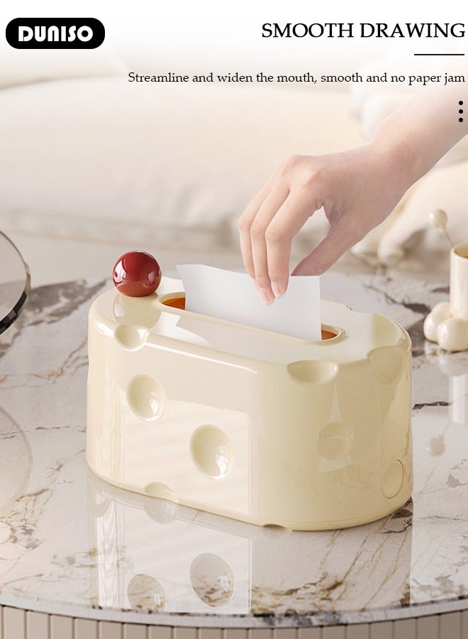 DUNISO Rectangular Tissue Box Cover with Built-in Spring Paper Tray, Modern Tissue Box, Decorative Paper Box, Napkin Holder, Tissue Box Dispenser Box for Facial Tissue, Napkins, Dryer Sheets, Facial Tissue Holder for Bathroom, Countertop, Kitchen, Bedroom Dresser and Office Room - Image 5