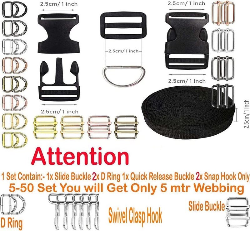 DIY Crafts 5X D Ring, Grey Black, Round Swivel Snap Hooks Key Rings Chain Jump Rings Mini Screw Metal For Lanyard, ID, Bags, Wallets, Lugg (5X D Ring, Grey Black) - Image 3