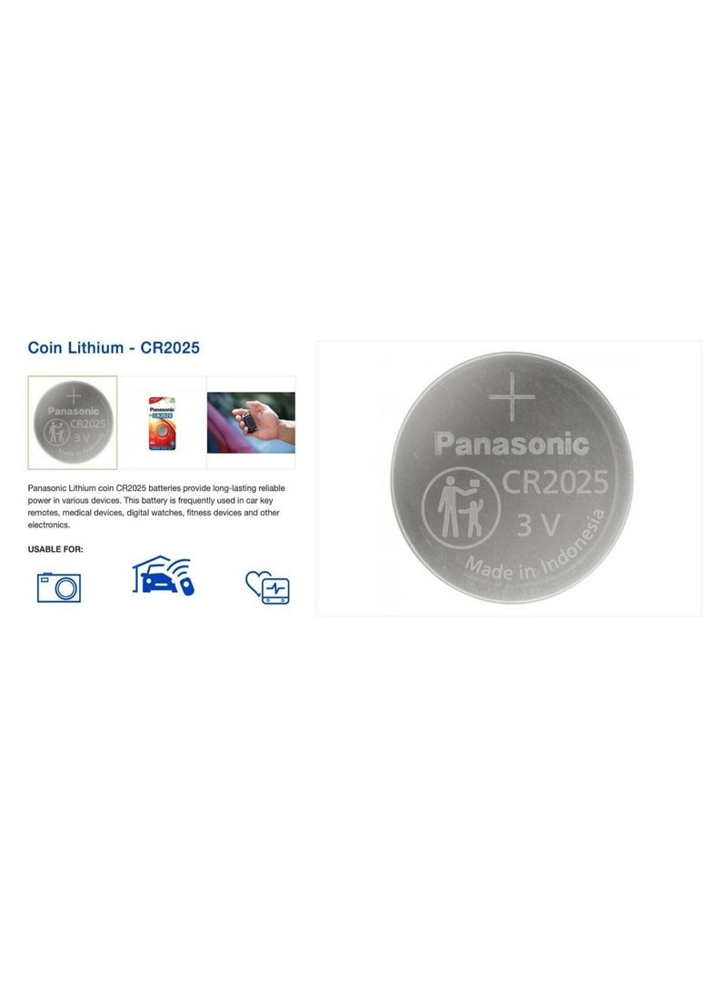 Panasonic CR2025 Lithium 3V Coin Cell Batteries, 5-Pieces - Image 2