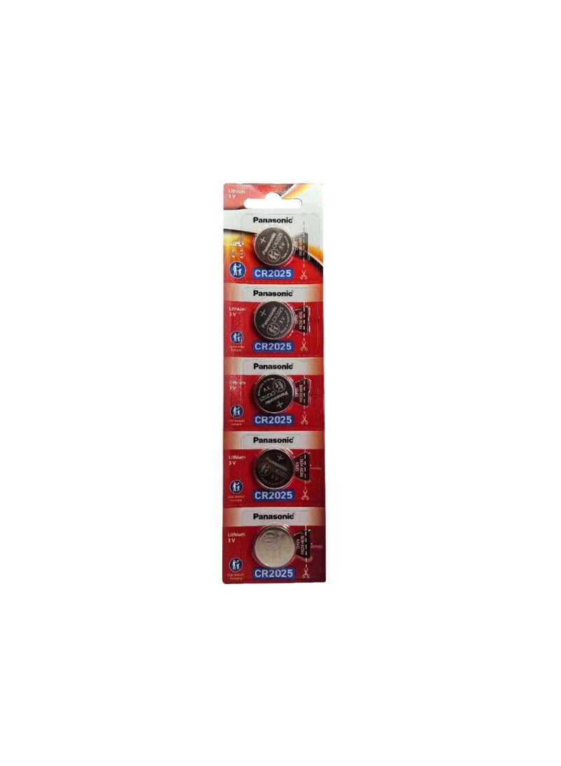 Panasonic CR2025 Lithium 3V Coin Cell Batteries, 5-Pieces - Image 1