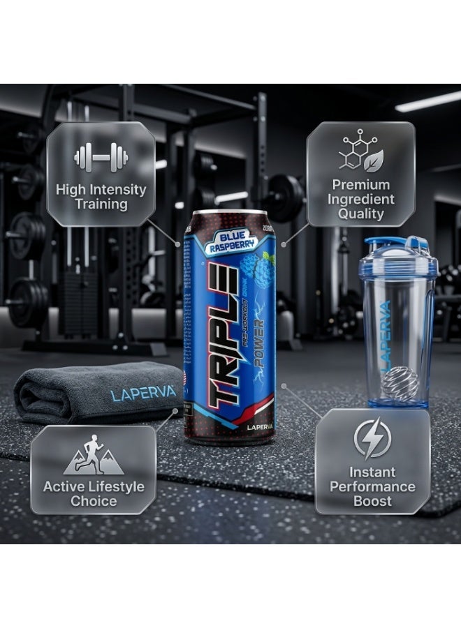 Triple Power Energy Drink Blue Raspberry 1 Piece, Sugar Free Carbonated Energy Drink with Caffeine, L Citrulline, Beta Alanine, Taurine and B Vitamins, Zero Calories, Gluten Free - Image 5