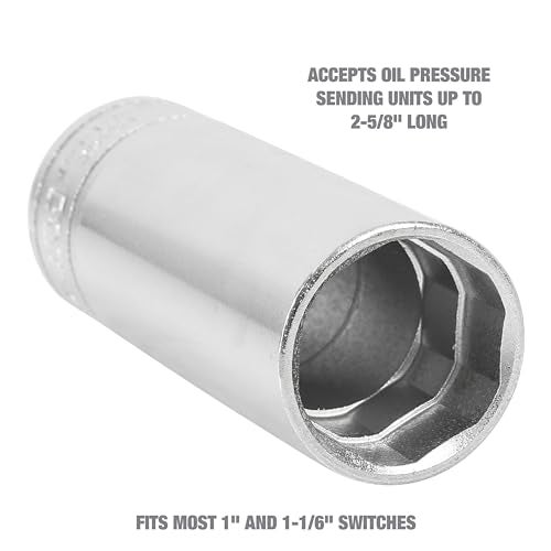 OEMTOOLS 25254 Oil Pressure Switch Socket, 1/2" Drive, Fits 1" and 1-1/16" Oil Pressure Switches, Accepts Oil Pressure Sending Units Up to 2-5/8" Long - Image 2