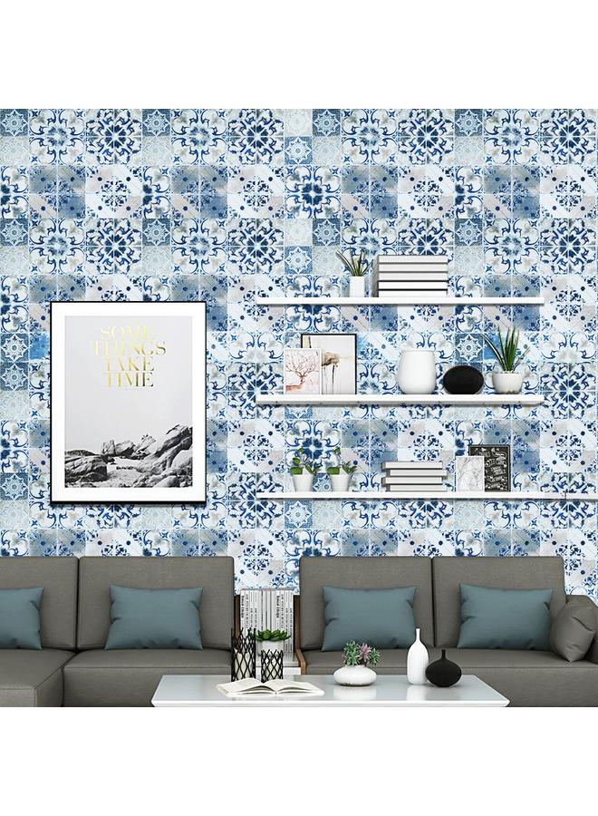 Bluejw Ins North Self-adhesive Wallpaper Kitchen Wallpaper Decoration Bathroom Bathroom Background Mosaic Sticker Blue - Image 3