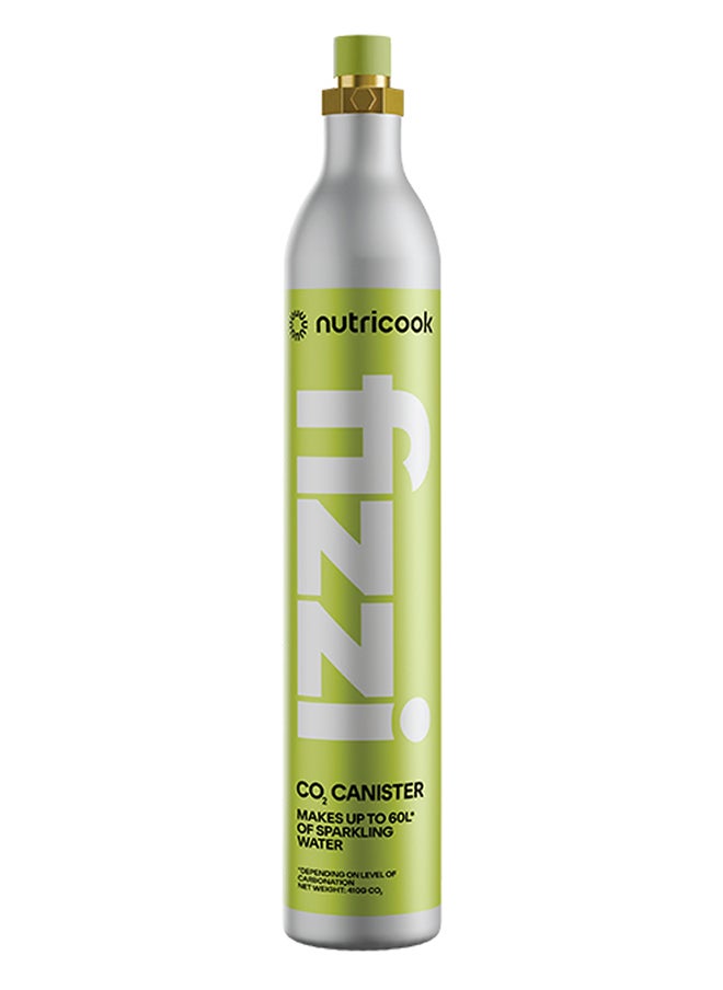 nutricook Fizzi CO2 Cylinder, 60L Capacity, Compatible with Multiple Soda Makers, Universal Refillable Canister, Beverage Grade CO2, FCO100-ME, Silver, 10-Year Lifespan  - Image 1
