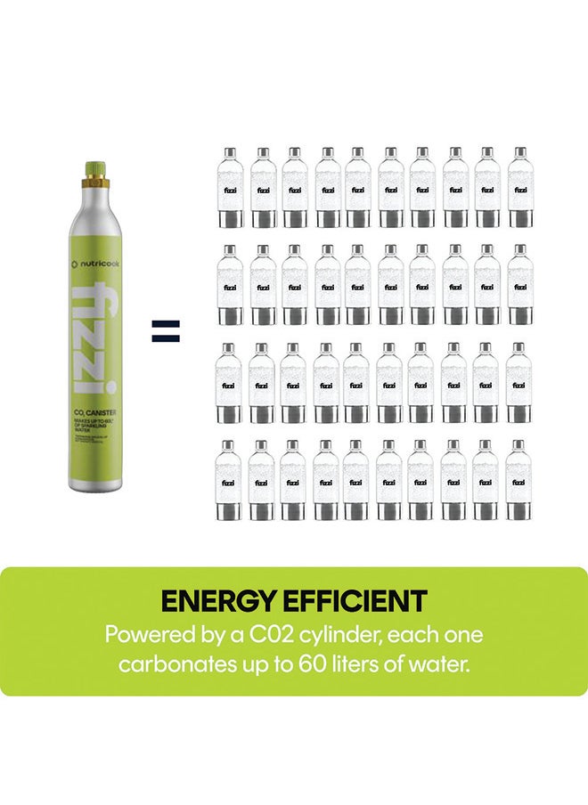 nutricook Fizzi CO2 Cylinder, 60L Capacity, Compatible with Multiple Soda Makers, Universal Refillable Canister, Beverage Grade CO2, FCO100-ME, Silver, 10-Year Lifespan  - Image 4