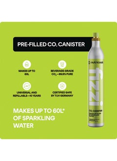 nutricook Fizzi CO2 Cylinder, 60L Capacity, Compatible with Multiple Soda Makers, Universal Refillable Canister, Beverage Grade CO2, FCO100-ME, Silver, 10-Year Lifespan  - Image 3