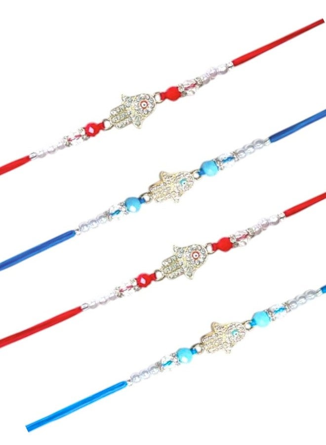 Koogly Rakhi Combo Of 4 Rakhi For Brother and Bhabhi Set/Premium Evil Eye Hand Design - Image 1