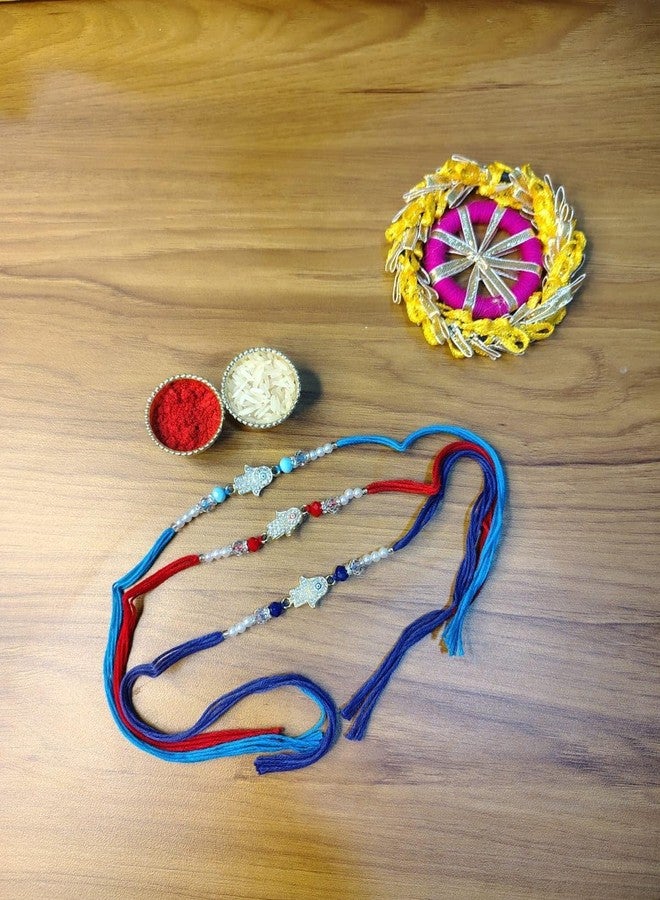 Koogly Rakhi Combo Of 4 Rakhi For Brother and Bhabhi Set/Premium Evil Eye Hand Design - Image 2