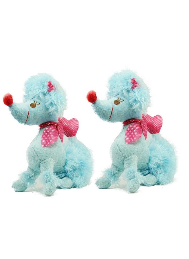 Tickles Tickles Hanging Poodle Dog with Loop Soft Stuffed Plush Animal Toy for Kids Birthday Gift (Set of 2) (Color: Blue; Size: 16 cm)