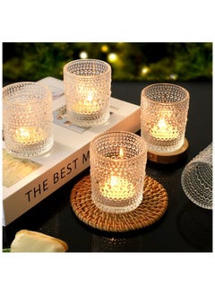 SKYLINK 12 Pack Vintage Glass Votive Candle Holders, Decorative Tealight Candle Cups with Textured Dotted Design, Elegant Glass Candle Jars for Weddings, Home Décor, Parties, and Special Events  - Image 3
