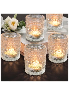 SKYLINK 12 Pack Vintage Glass Votive Candle Holders, Decorative Tealight Candle Cups with Textured Dotted Design, Elegant Glass Candle Jars for Weddings, Home Décor, Parties, and Special Events  - Image 4