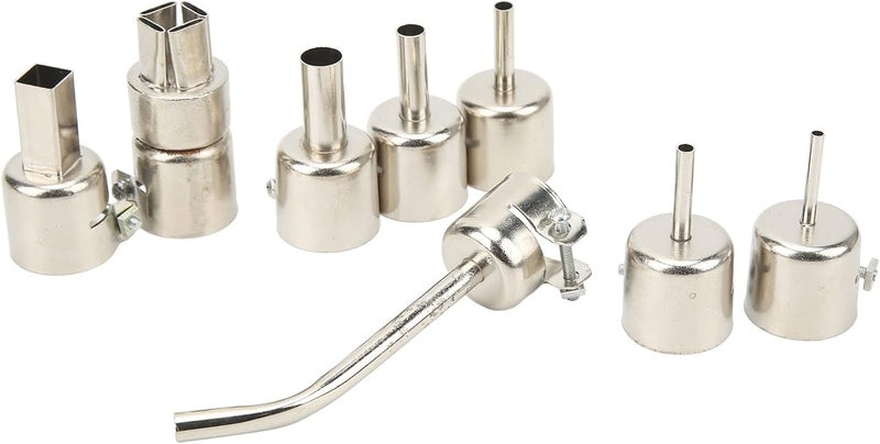 8Pcs Curved Angle Heat Gun Nozzles Kit Stainless Steel Hot Air Gun Tips for Phone Repair and Soldering Desoldering Work Universal Replacement Accessories - Image 5