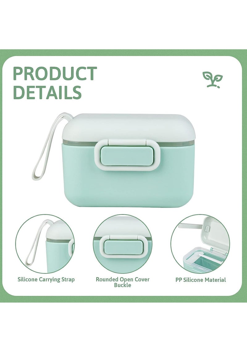 SOLARAE Milk Powder Dispenser Pot Portable Baby Formula and Snack Storage Container with Scoop Leveller Sealed Silicone Ring Cover for Outdoor Travel Airtight Feeding Green 400M - Image 2