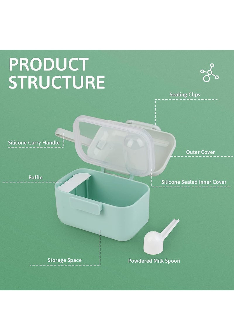 SOLARAE Milk Powder Dispenser Pot Portable Baby Formula and Snack Storage Container with Scoop Leveller Sealed Silicone Ring Cover for Outdoor Travel Airtight Feeding Green 400M - Image 3