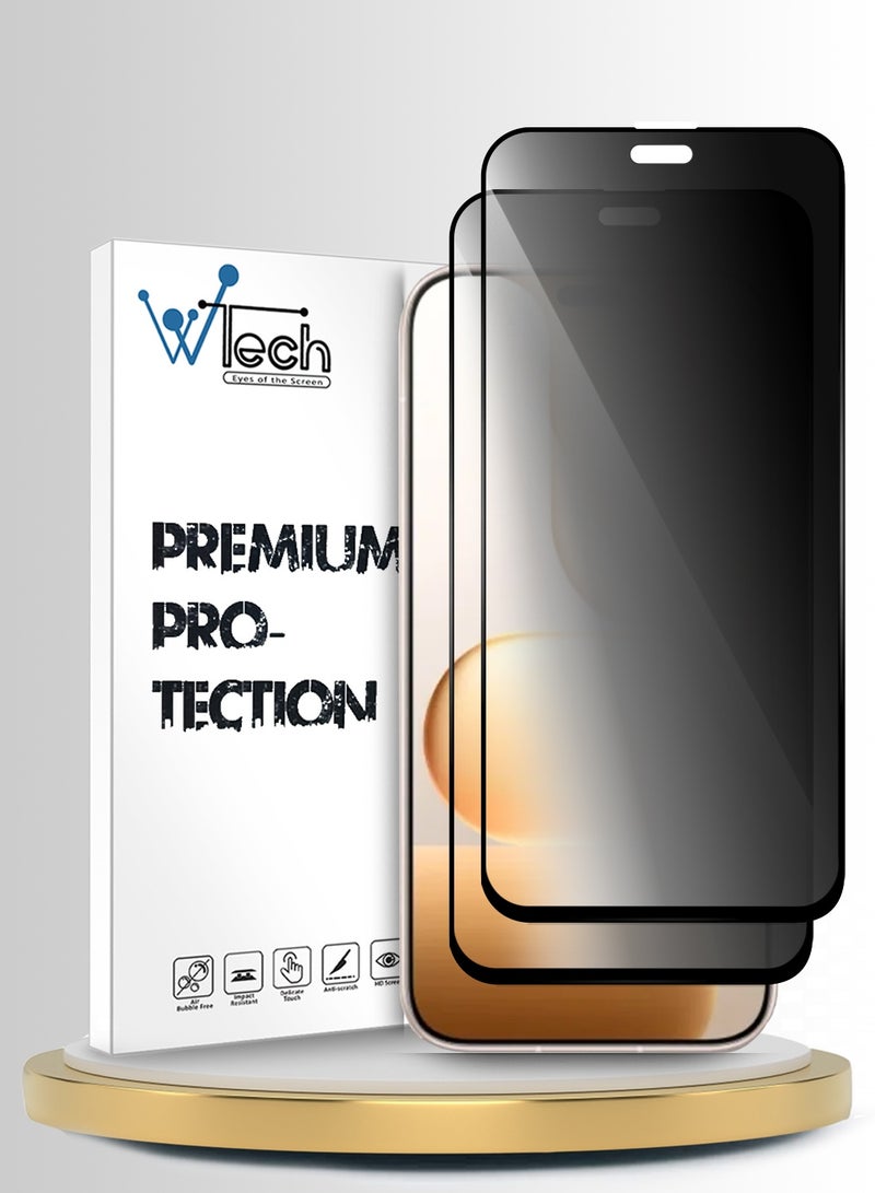 دبليو تيك [حزمة 2] واقي شاشة زجاجي مقسّى كامل الغطاء كامل الغراء من سلسلة Honor 600 Lite 5G 2026 Premium E2E للخصوصية (MSGECP) - شفاف/أسود - Image 1