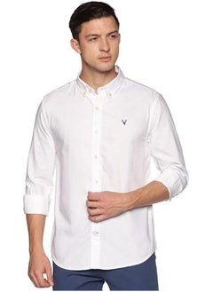 U.S. ELK Men's Button Down Shirt | Casual Slim Fit Shirt | Long Sleeve Oxford Shirts For Men | Smart Fit Cuff -  White  - Image 1