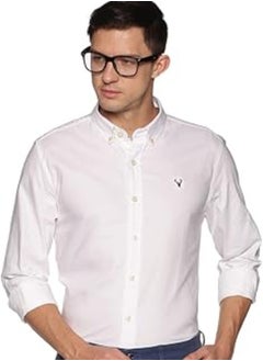 U.S. ELK Men's Button Down Shirt | Casual Slim Fit Shirt | Long Sleeve Oxford Shirts For Men | Smart Fit Cuff -  White  - Image 4
