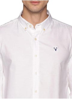 U.S. ELK Men's Button Down Shirt | Casual Slim Fit Shirt | Long Sleeve Oxford Shirts For Men | Smart Fit Cuff -  White  - Image 5