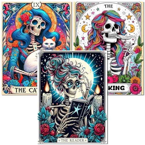 Meothan 3 Pack Diamond Art Kits for Adults Horror Skull Diamond Painting Kits for Adults 5D DIY Round Full Drill Gothic Gem Art Paint by Diamonds Dots Crafts Kits for Home Decor Gift 12x16inch Halloween - Image 1