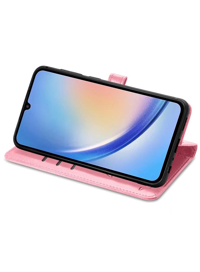 S-TOP Case For Samsung Galaxy A34 5G Cat and Dog Embossed Phone Leather Phone Case - Image 4