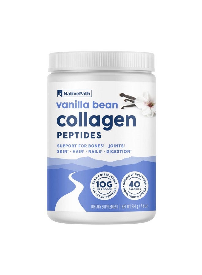 NativePath Collagen Peptides - Hydrolyzed Type 1 & 3 Collagen. Keto & Paleo Grass-Fed Protein Powder for Hair, Skin, Nails, Bones, Joints, Digestion and More - No Gluten or Dairy (Vanilla Bean, 214g) - Image 1