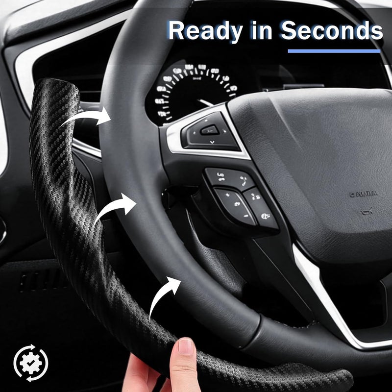 Aotoyou غطاء عجلة القيادة لسيارات Ford Fusion 2013-2020/ Edge 2015-2024، مزود بحماية إضافية (جلد أسود مات) - Image 2