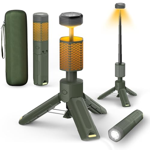 M KARMATER Telescopic Portable Camping Light with Stand - 10500mAh Rechargeable Camping Light with Storage Bag, Dimmable Magnetic Tent Lamp,Waterproof Tripod Pole Work Lights for Outdoor Emergency, Hiking,Green - Image 1
