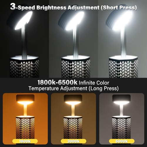 M KARMATER Telescopic Portable Camping Light with Stand - 10500mAh Rechargeable Camping Light with Storage Bag, Dimmable Magnetic Tent Lamp,Waterproof Tripod Pole Work Lights for Outdoor Emergency, Hiking,Green - Image 3
